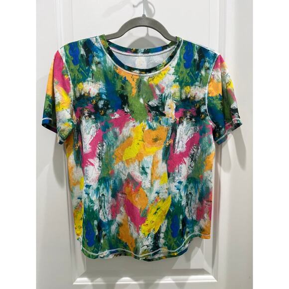 Lululemon High Neck Run and Train Tee in No Limits White Multi Sz 4 - Picture 2 of 8